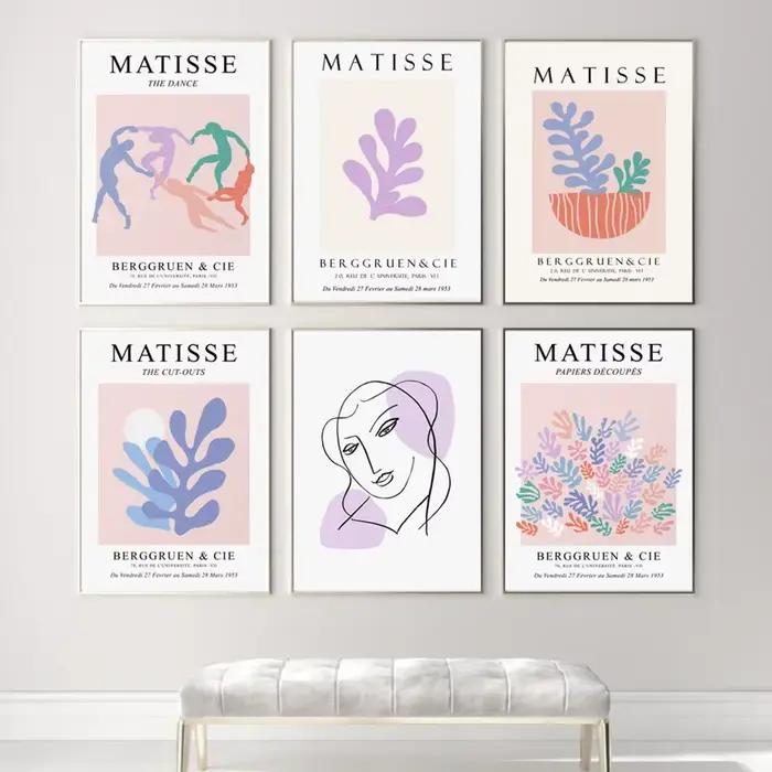 Esthétique Pastel Matisse plantes abstraites fleurs femmes nues mur art toile peinture affiches et impressions style nordique salon ro