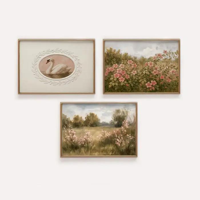 Affiches d'art pour chambre d'enfant rose rétro
