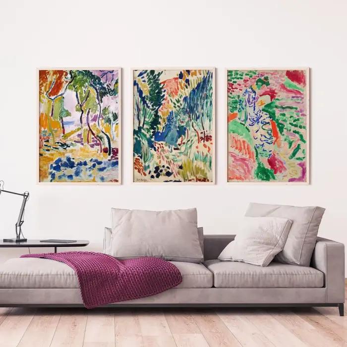 Ensemble de 3 affiches murales Matisse, Henri Matisse, décoration de la maison, impressions sur toile, décoration de la maison, chambre à coucher, salon, affiche cadeau