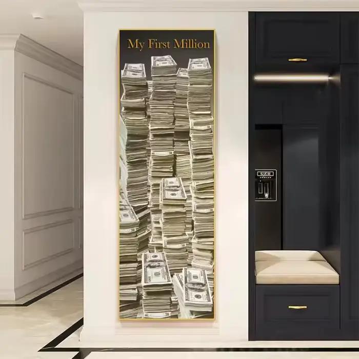 1PC Tableau sur toile sans cadre « Mon Premier Milliard » style nordique, décoration murale, affiche imprimée Dollar, image pour salon et chambre