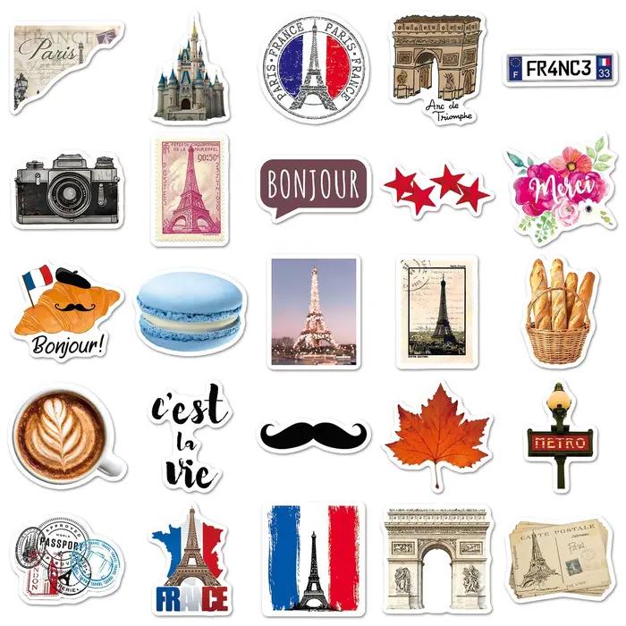 50 autocollants vintage France Paris