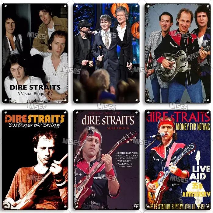 MISES Rock Band affiche en métal DIRE STRAITS bande Plaque décorative signe en métal rouillé Plaque métallique maison Club cuisine métal étain signe