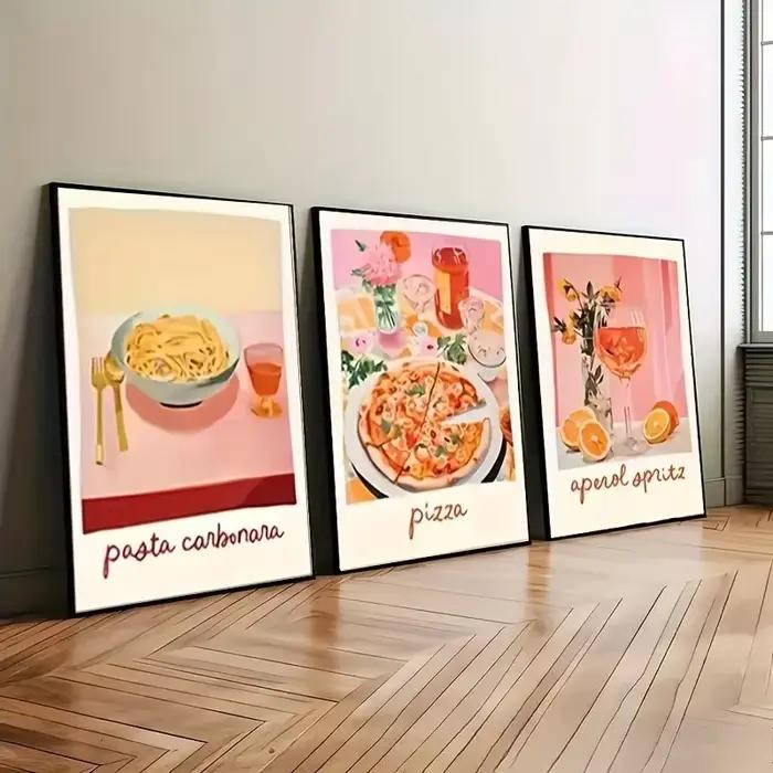 Aperol Spritz Pizza et vin Negroni Cocktail toile affiche Sardine nourriture mur Art imprime pour cuisine moderne décor à la maison Cuadros