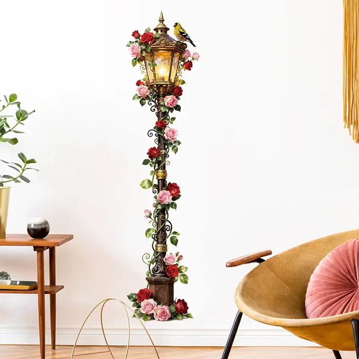 Autocollants muraux vintage en forme de lampadaire