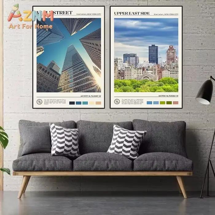 Affiche photo réelle de paysage de la ville de New York aux États-Unis