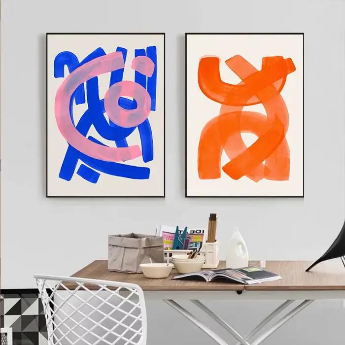 Affiche de coups de pinceau d'aquarelle abstraite moderne du milieu du siècle