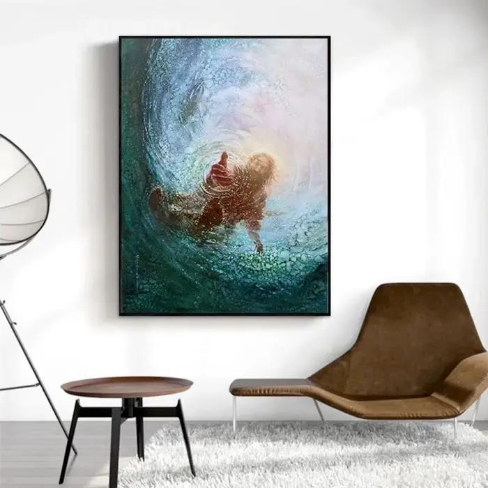Toile peinture jésus la main de dieu affiches chrétien