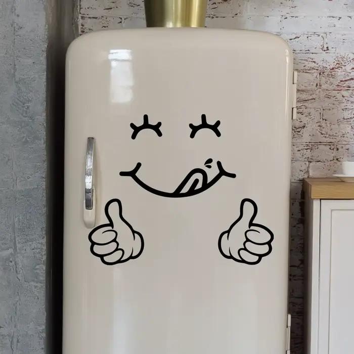 Autocollant mural avec visage souriant amusant