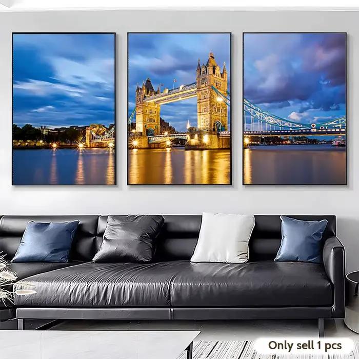 Peinture néon du Tower Bridge de Londres, affiche sur toile, calligraphie, décoration murale, décoration intérieure, couloir, décoration de la maison, cadeaux de vacances