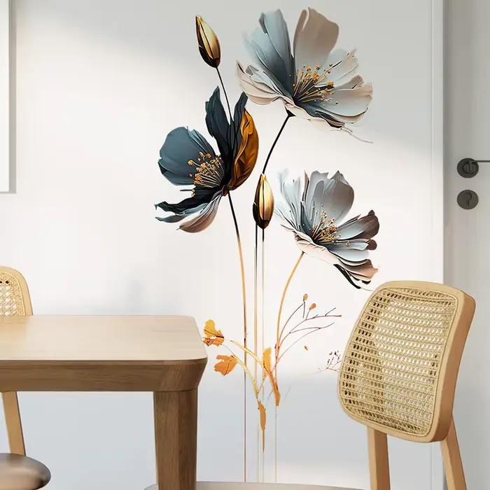 Autocollant mural de fleurs magnifiques pour décoration de fond de salon