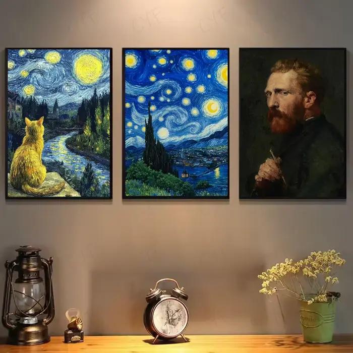Peintures célèbres Vincent Willem van Gogh affiche HD art mur collant étanche maison salon chambre bar décoration esthétique