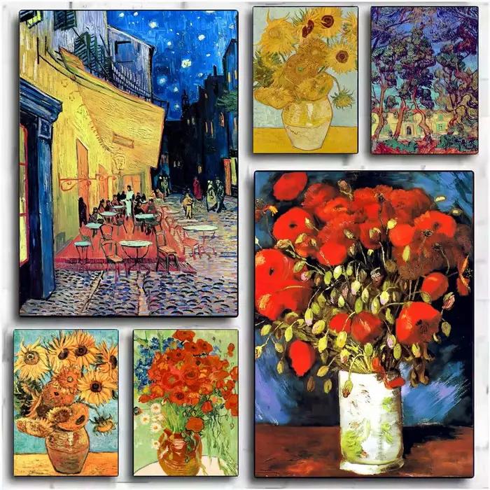 Van Gogh café terrasse la nuit peinture calligraphie toile affiche mur Art intérieur couloir décoration de la maison cadeaux de vacances