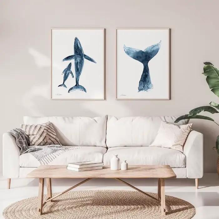 Affiches nautiques côtières aquarelle bleue