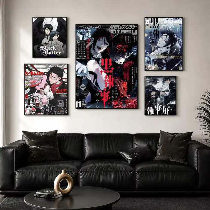 Affiche murale sur toile avec peinture et calligraphie Anime B-black Butler