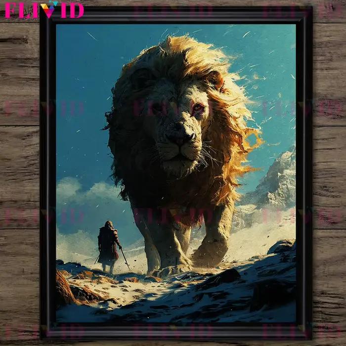 Toile d'art mural abstrait le Lion et l'épéiste en hiver