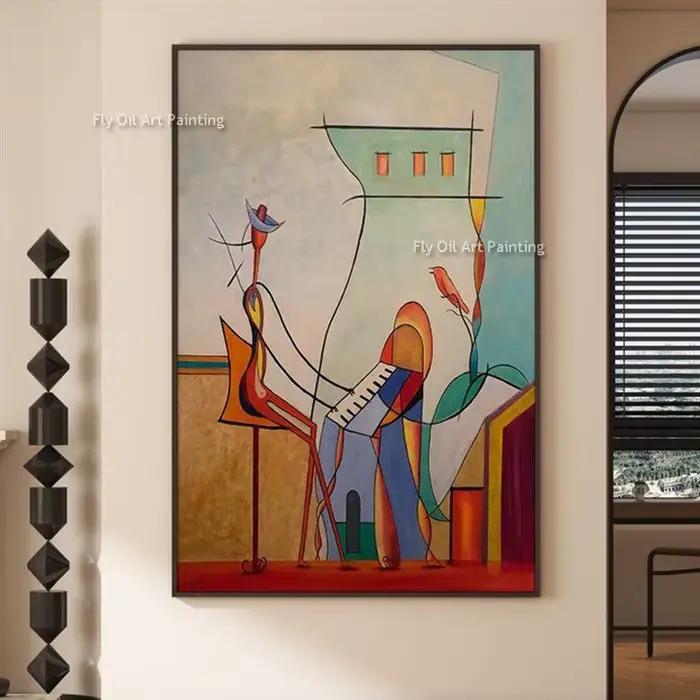 Peinture à l'huile abstraite cubiste faite à la main