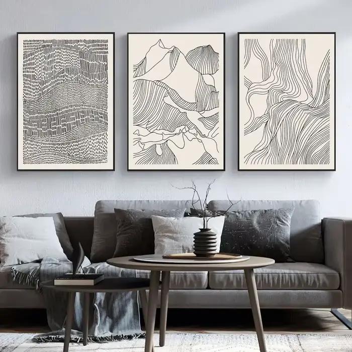 Toile de peinture nordique noir et blanc