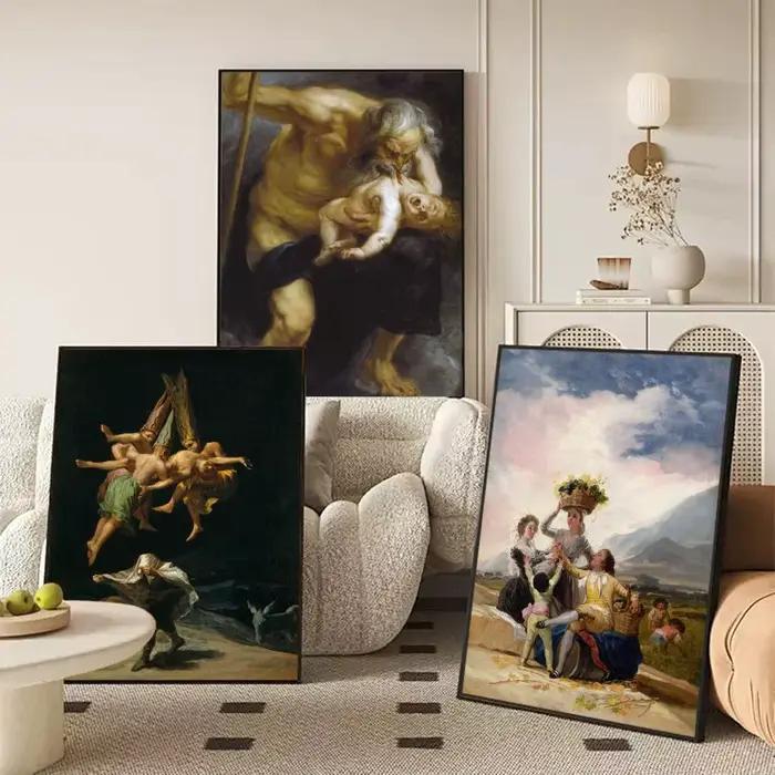 F-Francisco De Goya affiche autocollants peinture murale auto-adhésive Stickers muraux pour chambre salon maison HD décor cadeau