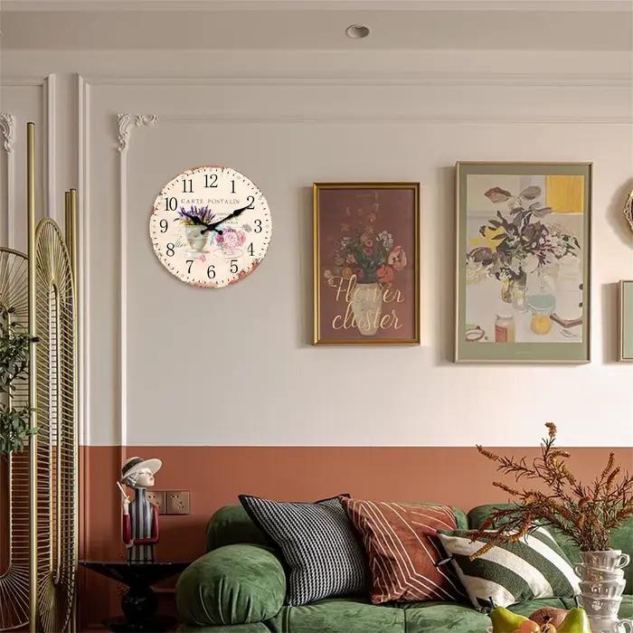 Horloge murale rétro européenne en bois salon chambre cuisine décoration de la maison