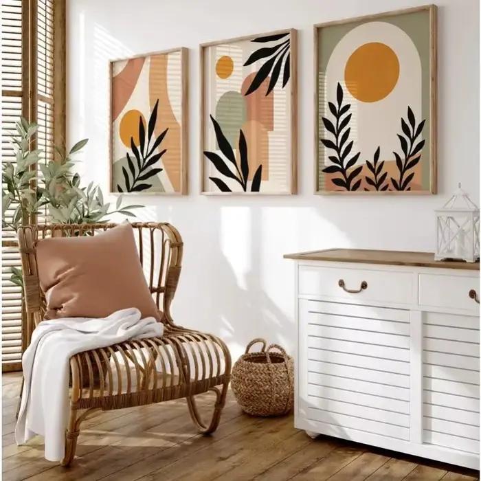 Toile de peinture moderne nordique en terre cuite verte