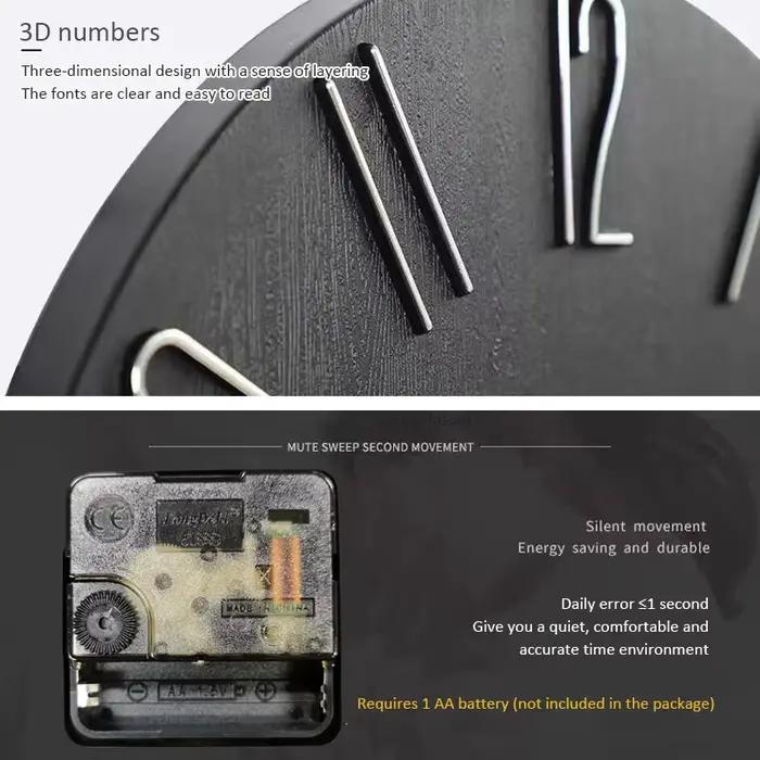 30 cm 12 pouces horloges murales salon silencieux brève horloge murale mode nordique montre