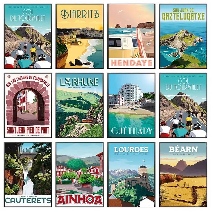 Affiche de voyage vintage Pays Basque Bayonne