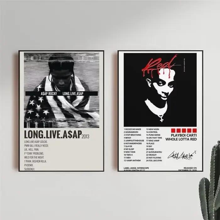 Couverture d'album de musique Pop Rap A-ASAP r-rockky, peinture sur toile esthétique, affiche murale, image d'art, décoration de salle