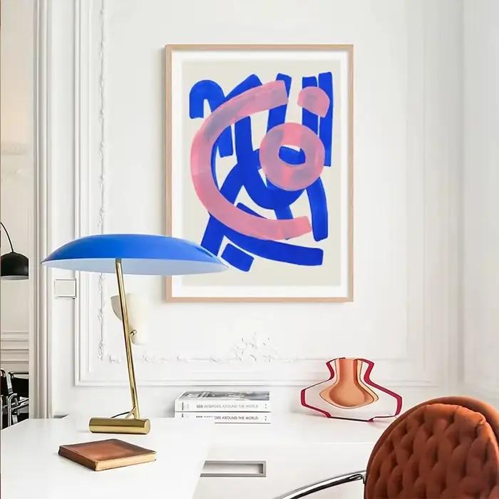 Affiche de coups de pinceau d'aquarelle abstraite moderne du milieu du siècle