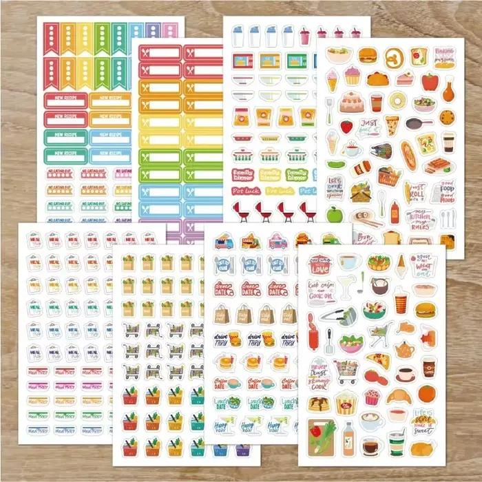Autocollants de planification des aliments, papeterie de décoration, livre, nourriture quotidienne et Shopping pour plans, calendriers, Journal