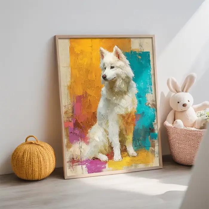 Peinture à l'huile aquarelle sur toile de chien