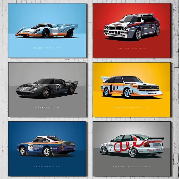 Peinture sur toile de voiture de course pour la décoration de la maison