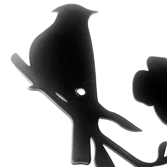 Silhouette d'Oiseaux sur Branche en Métal pour Décoration Murale