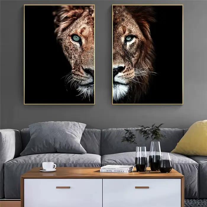 Affiches décoratives modernes du Lion et de la lionne masculine