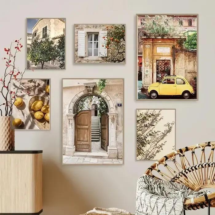 Affiche murale de paysage de jardin de ville italienne d'automne
