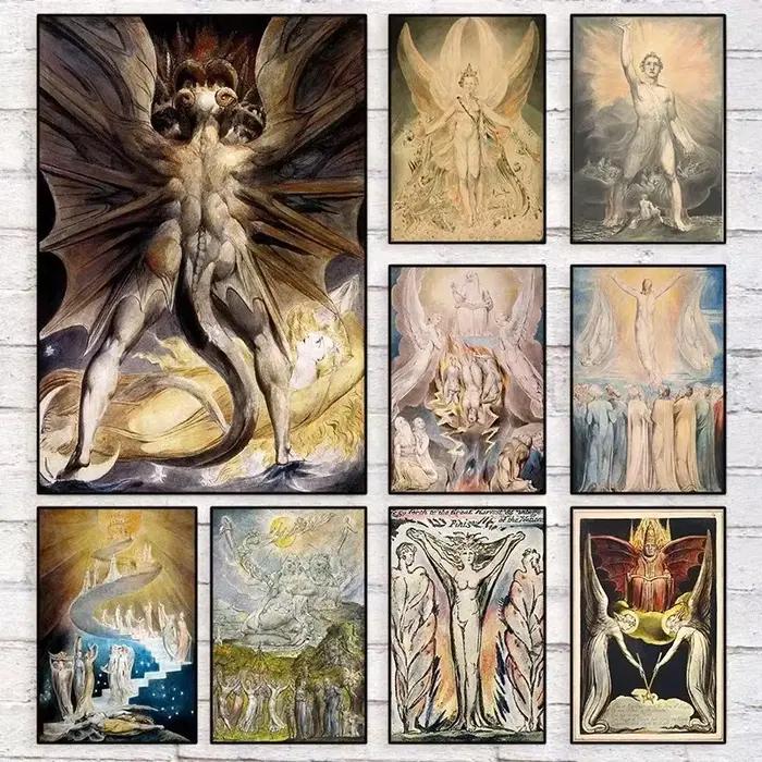 Affiche classique imprimée de jésus et d'ange