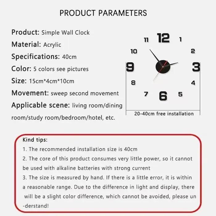 Horloge murale 3D lumineuse sans cadre