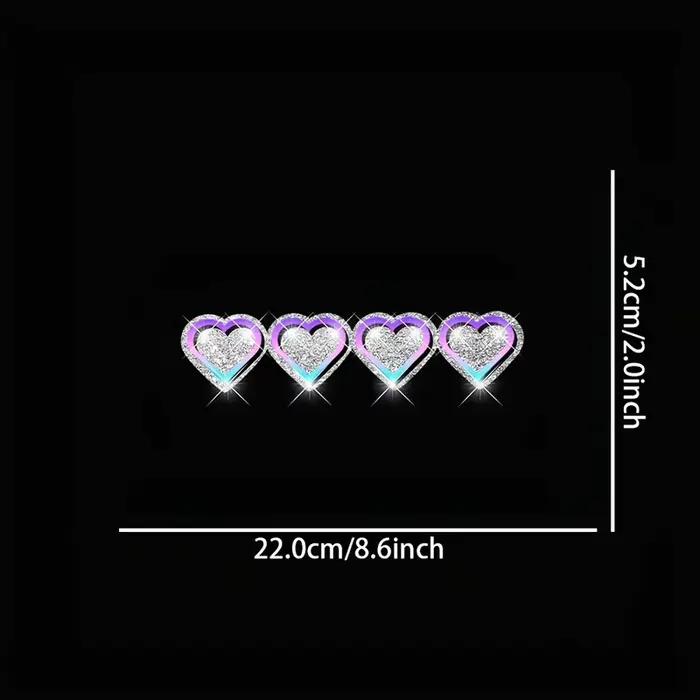 1 autocollant en vinyle brillant en forme de cœur, paillettes - Quatre autocollants en forme de cœur pour la décoration d'ordinateurs portables