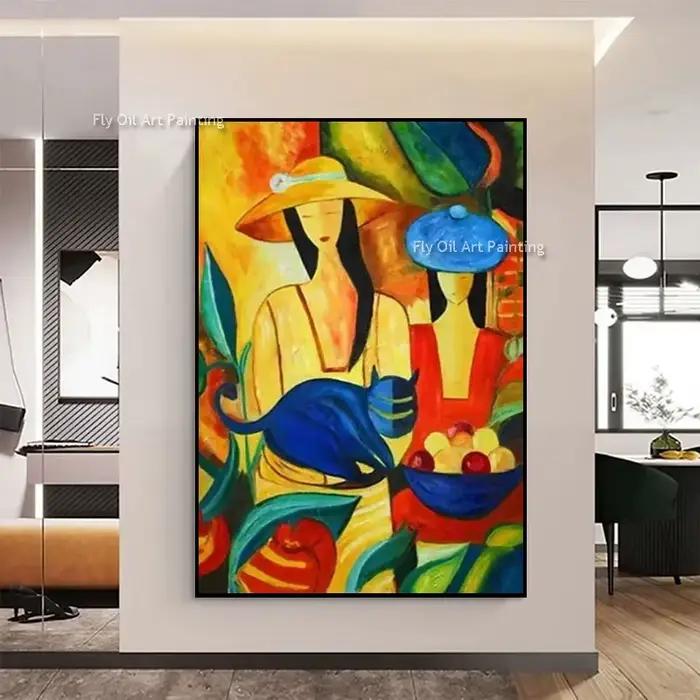 Peinture à l'huile abstraite cubiste faite à la main