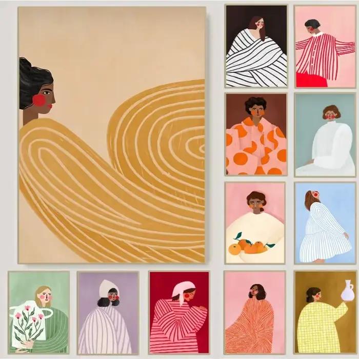 Affiche d'illustration de portrait de femme minimaliste