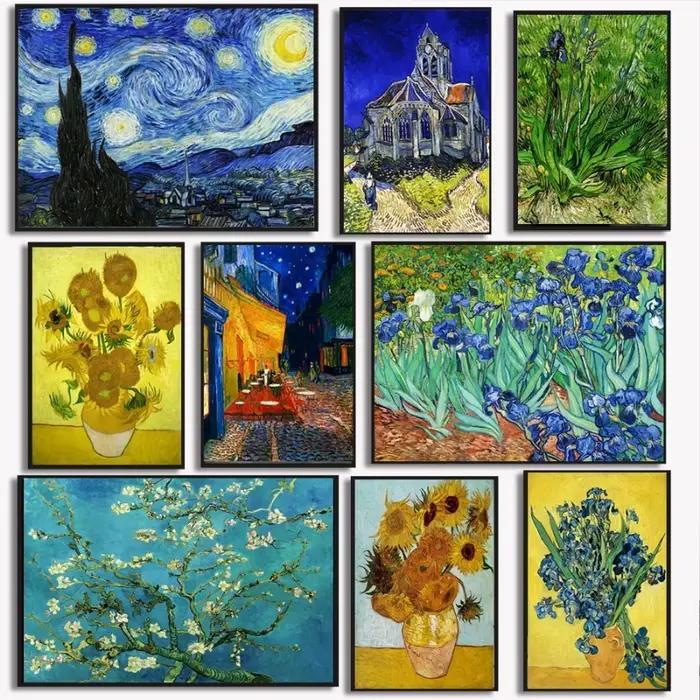 Affiche classique de crâne de Van Gogh avec Cigarette brûlante