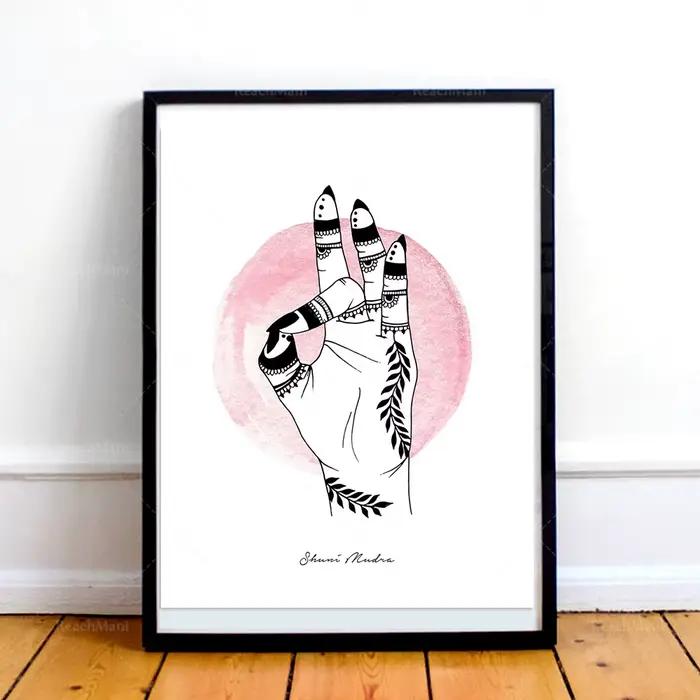 Mudras de Yoga henné pour mains, impression d'art