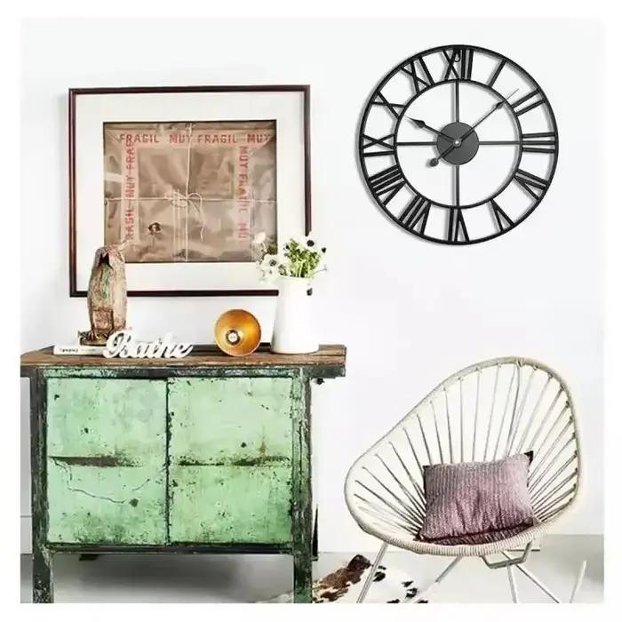 Grande horloge murale 3D avec chiffres romains