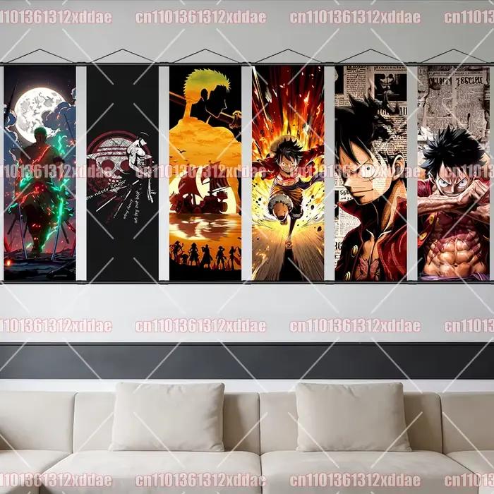 Peinture sur rouleau classique One Piece, Luffy Zoro Nami Chopper, décoration de salon, peinture d'entrée, cadeau pour les amateurs d'anime