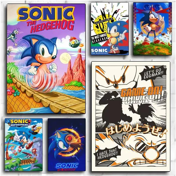 Affiche de jeu Sonic the Hedgehog HD, mur collant, imperméable, décoration esthétique pour la maison, le salon et la chambre à coucher