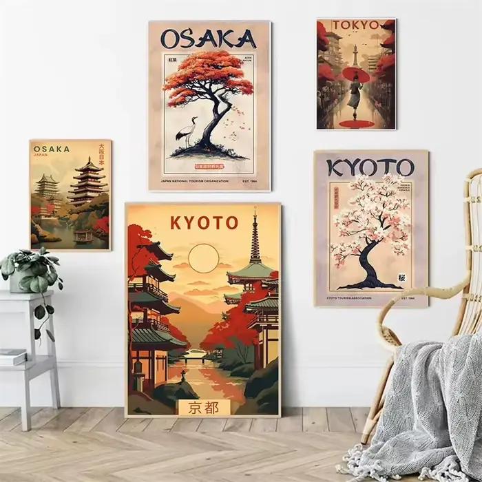 Affiche de voyage japonaise imprimée pour salon