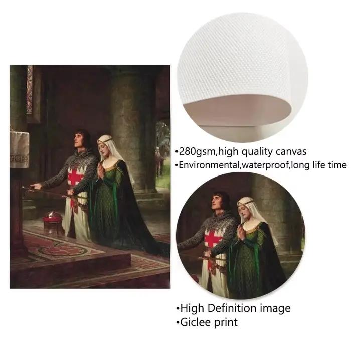 Edmund Blair Leighton œuvre l'accolade chevalier médiéval thème toile peinture mur Art Vintage affiches salon décor à la maison