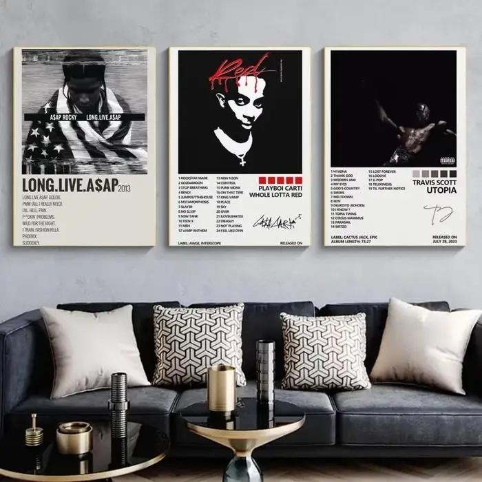 Couverture d'album de musique Pop Rap A-ASAP r-rockky, peinture sur toile esthétique, affiche murale, image d'art, décoration de salle