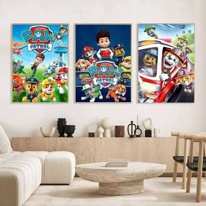 Affiches autocollantes en papier imprimé de dessins animés P-Pawed D-Dog Patrolling