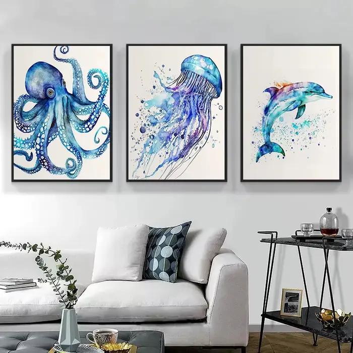 Affiche murale en forme d'animal de mer