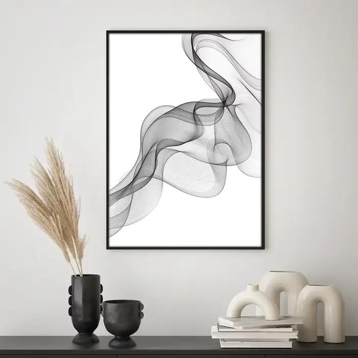 Impressions sur toile peintures intérieur mur Art minimaliste noir blanc lignes ondulées abstraites affiche photos pour salon décor à la maison